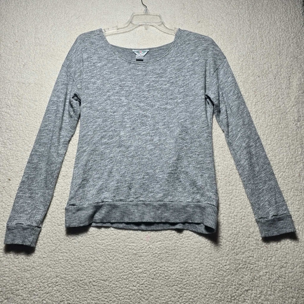 Hard Tail Forever Womens Heather Grey Open Draped Back Sweatshirt Large L